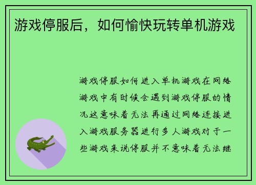 游戏停服后，如何愉快玩转单机游戏